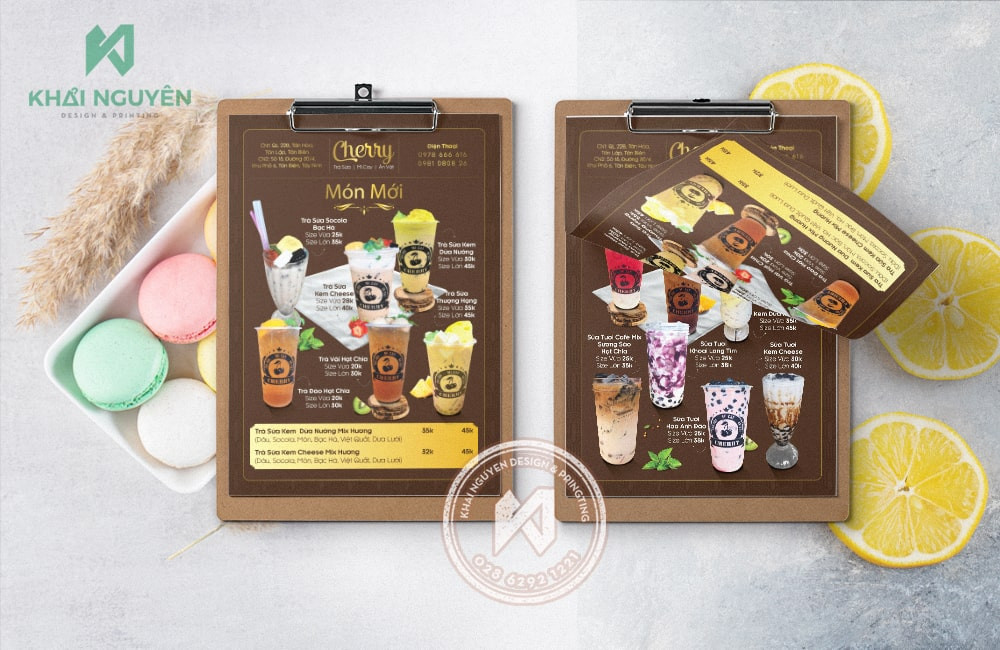 Thiết kế menu trà sữa cafe Cherry