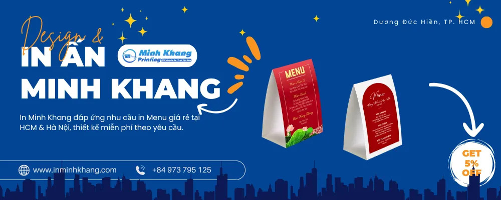 Mẫu menu đám cưới đơn giản, thanh lịch trên bàn tiệc