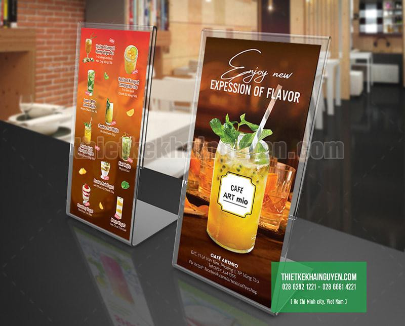Thiết kế menu để bàn của quán cafe Art Mio tại Vũng Tàu