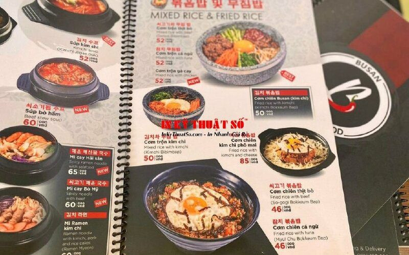 Menu món Hàn của nhà hàng Busan
