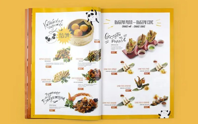 Mẫu menu đơn giản, dễ thương với hình gấu trúc