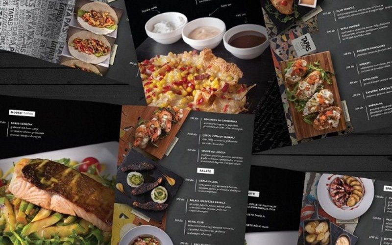 Mẫu menu nhà hàng đơn giản có hình minh họa