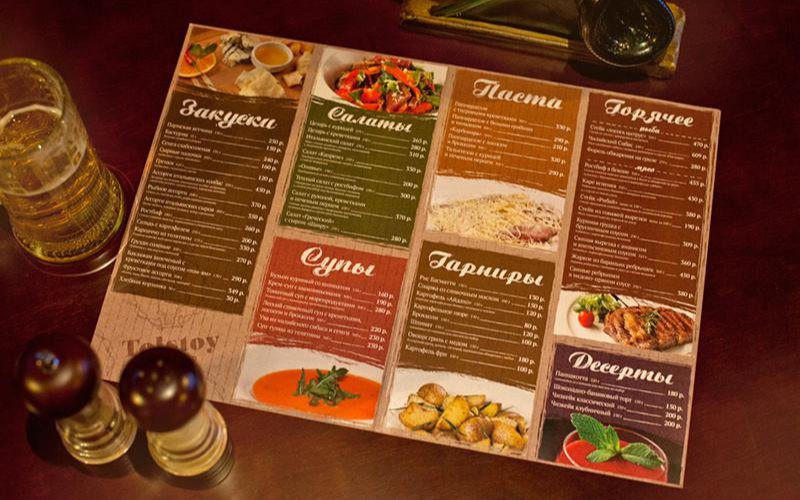 Thiết kế cho nhà hàng menu đơn giản với các nhóm món ăn