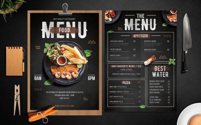 Thực đơn nhà hàng tối giản, hiện đại
