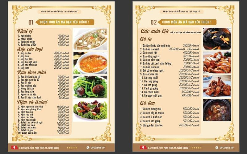 Hình ảnh được bố trí bên phải menu