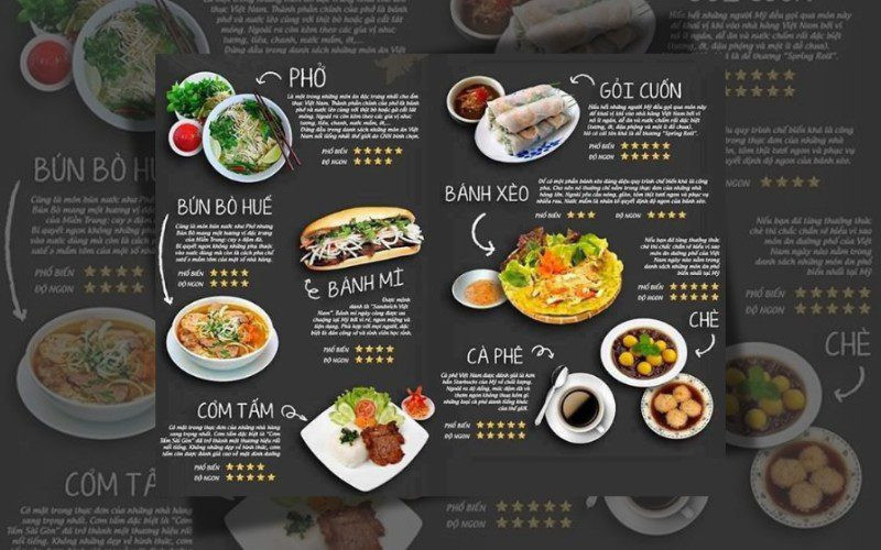 Menu cho các món ăn dân dã, quen thuộc với mọi người