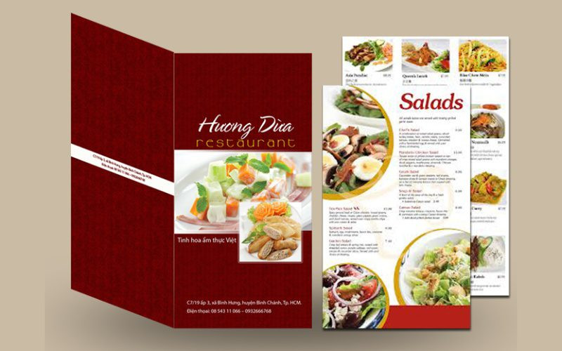 Mẫu thực đơn nhà hàng đặc sản vùng miền