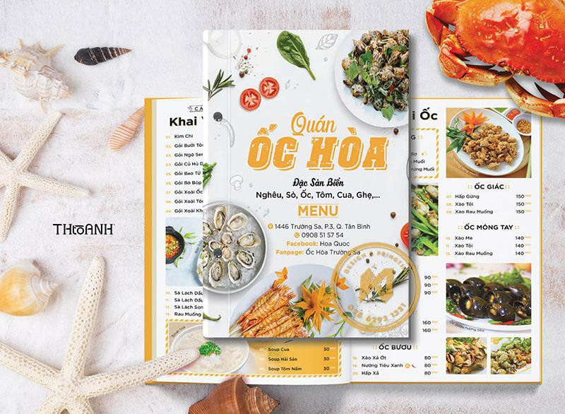 Mẫu menu cho quán ốc nổi tiếng