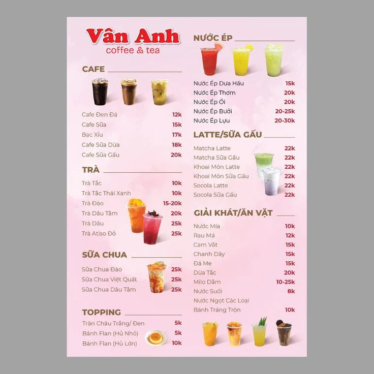 Mẫu menu một trang với bố cục khoa học