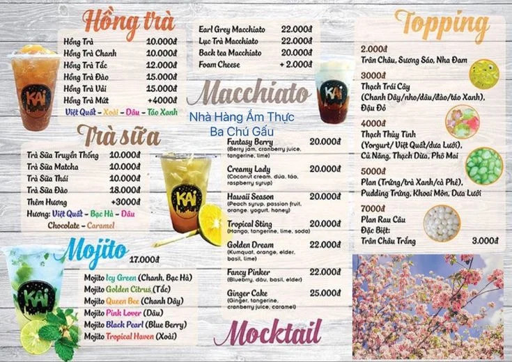Menu trà sữa dành cho những quán kinh doanh nhiều món
