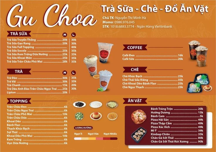 Menu đồ ăn vặt khổ ngang tiện lợi
