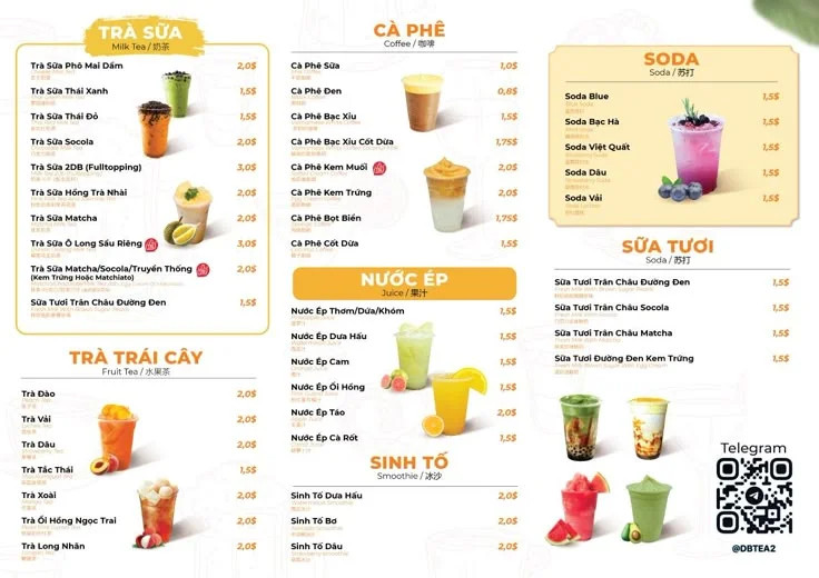 Menu quán trà sữa ăn vặt đẹp giúp đem lại ấn tượng mạnh mẽ với khách hàng