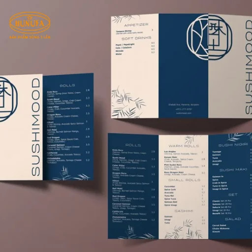 Menu dạng cuốn tạo cảm giác sang trọng, cao cấp