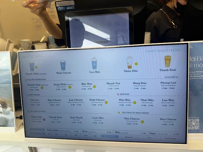 Menu quán trà sữa Bông Biêng