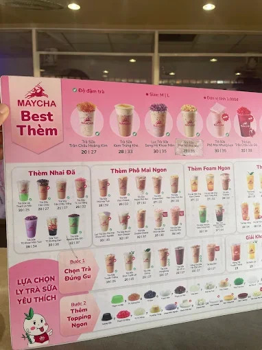 Menu quán trà sữa Maycha