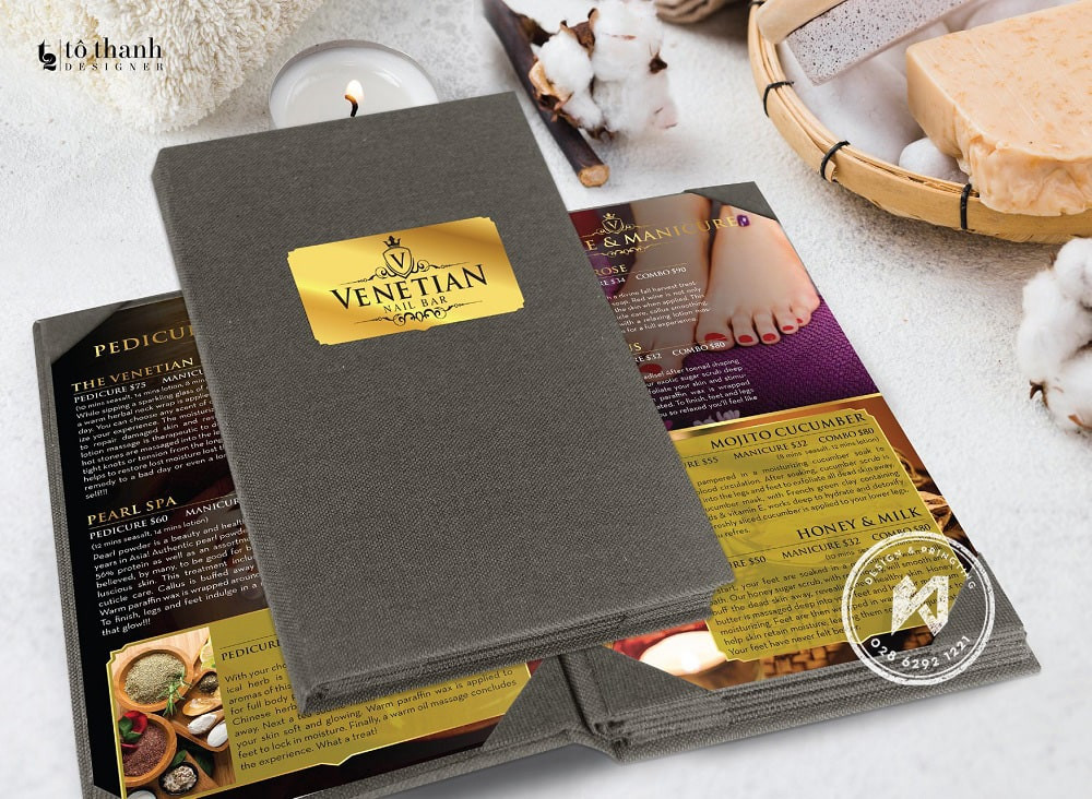Sản phẩm menu vải cho Nail Bar