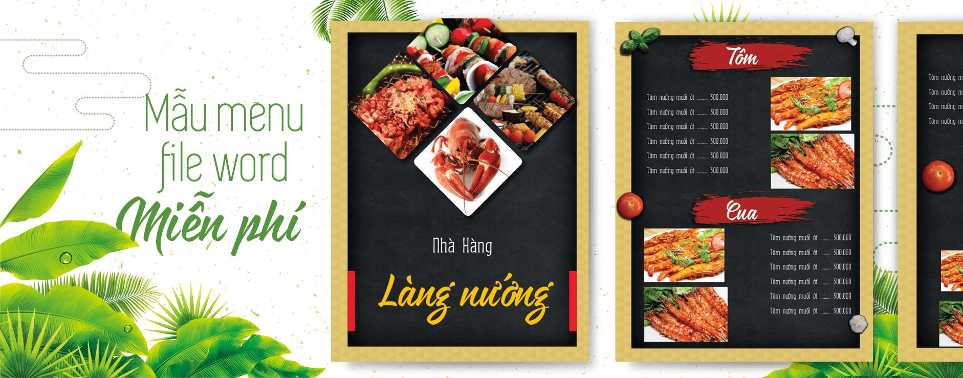 Mẫu menu bằng Word số 2