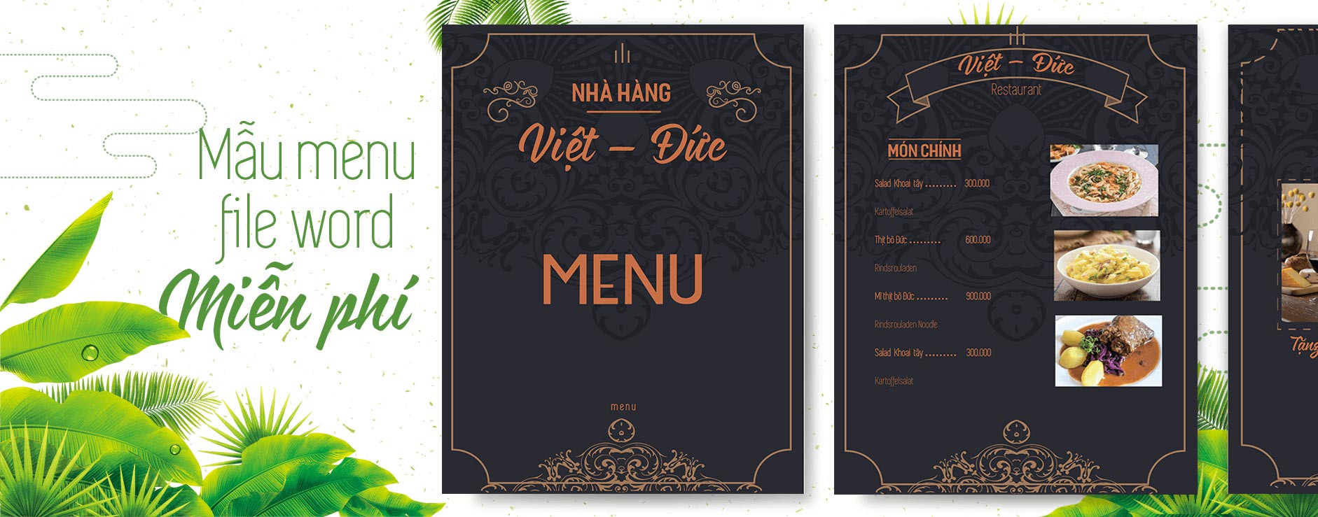 Mẫu menu bằng Word số 4