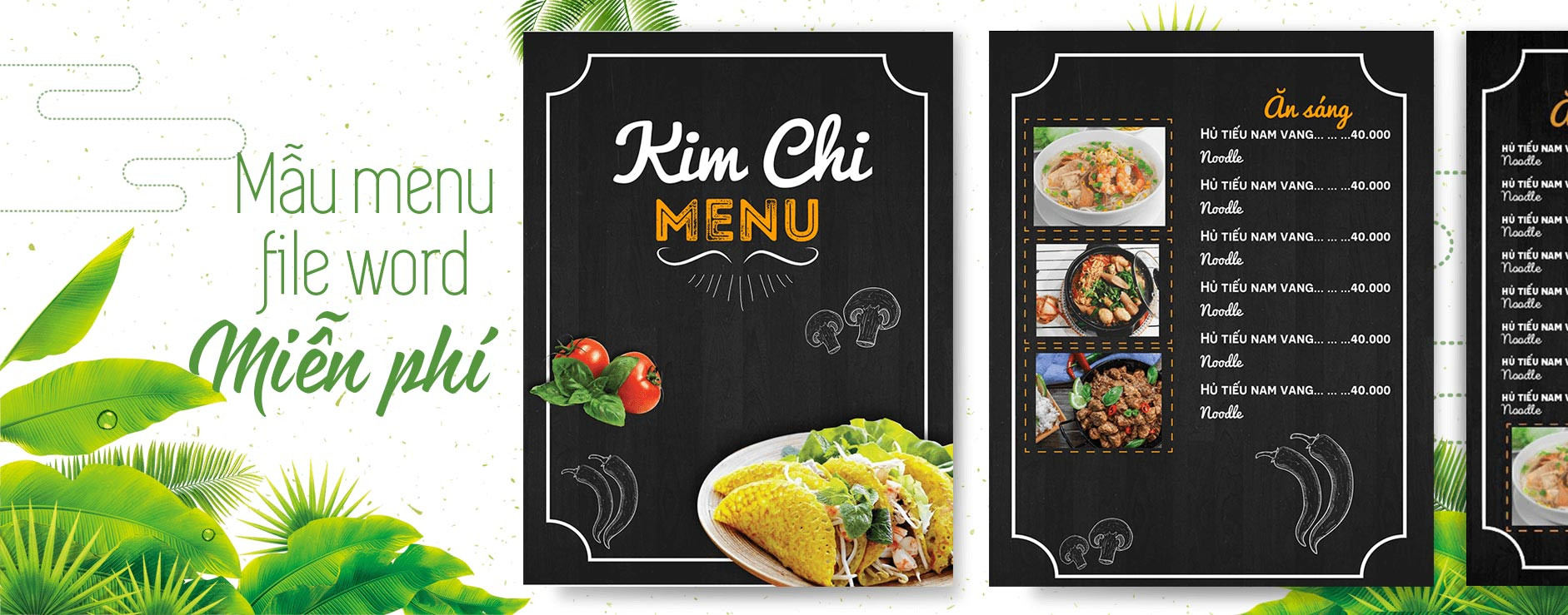 Mẫu menu bằng Word số 6