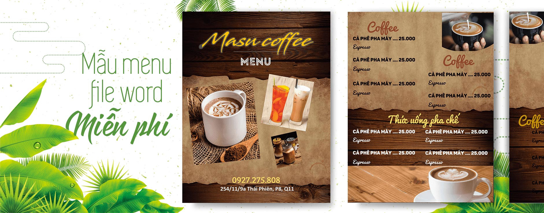 Mẫu menu bằng Word số 7