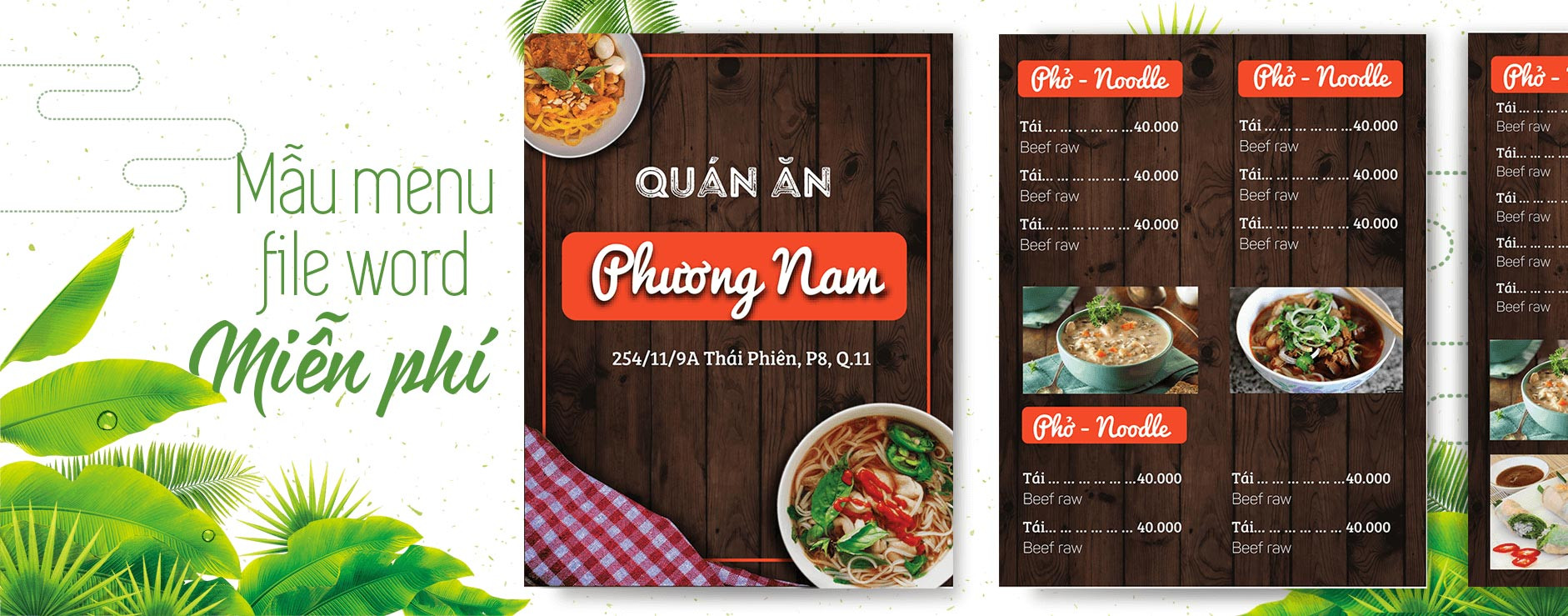 Mẫu menu bằng Word số 8
