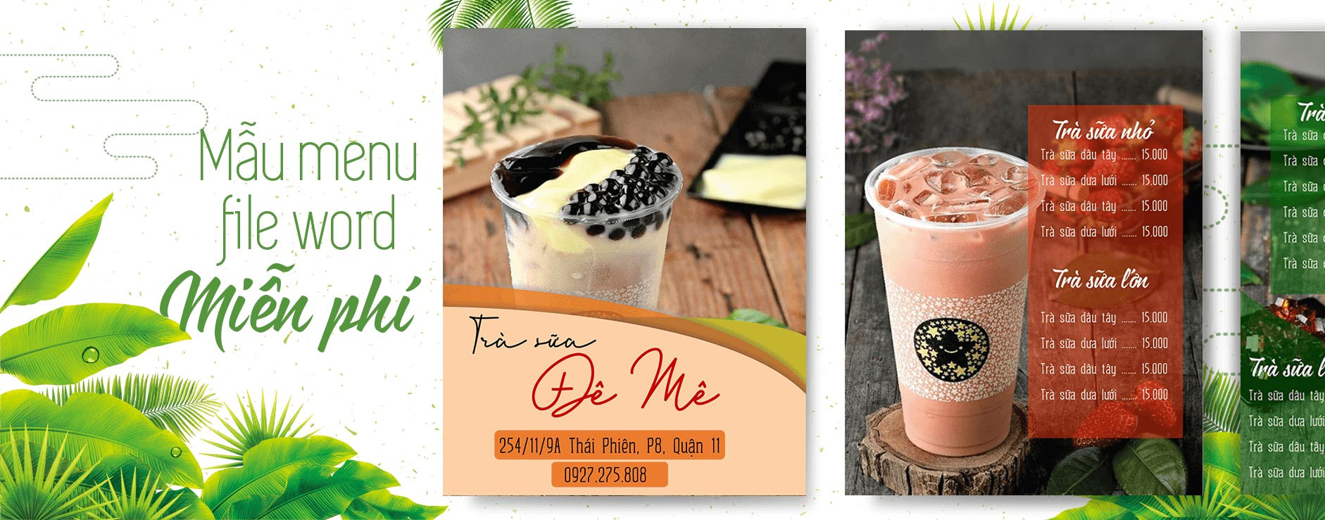 Mẫu menu bằng Word số 9