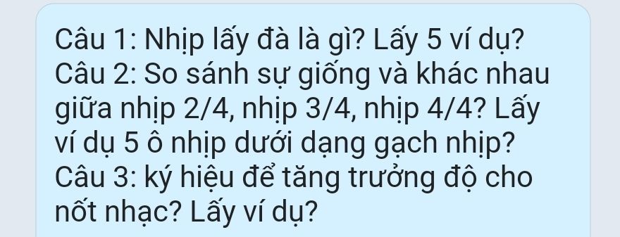 Minh họa nhịp lấy đà, so sánh các loại nhịp 2/4, 3/4, 4/4 bằng gạch nhịp và ký hiệu thăng, giáng trong âm nhạc
