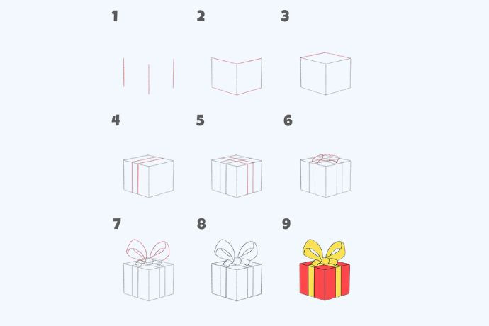 Hộp quà Giáng Sinh với nơ đỏ và ruy băng