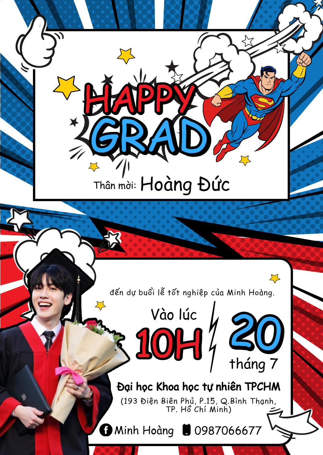 Thư mời tốt nghiệp độc đáo, mới lạ theo concept hoạt hình Superman