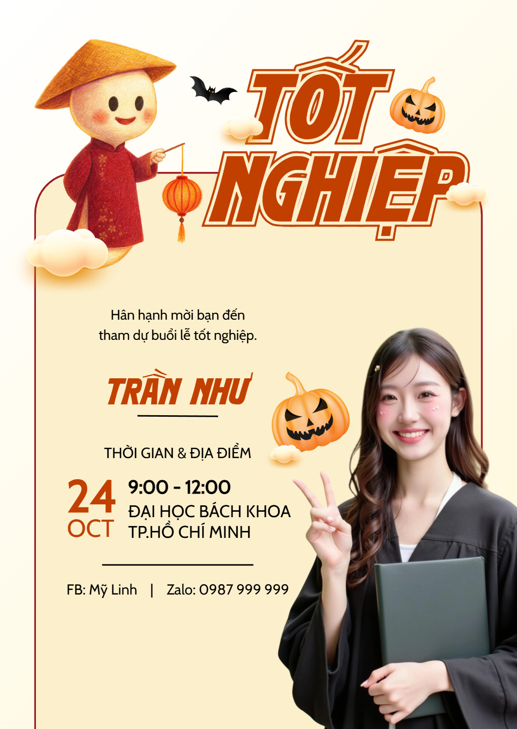 Thiệp mời kỷ yếu mùa Halloween với concept độc đáo
