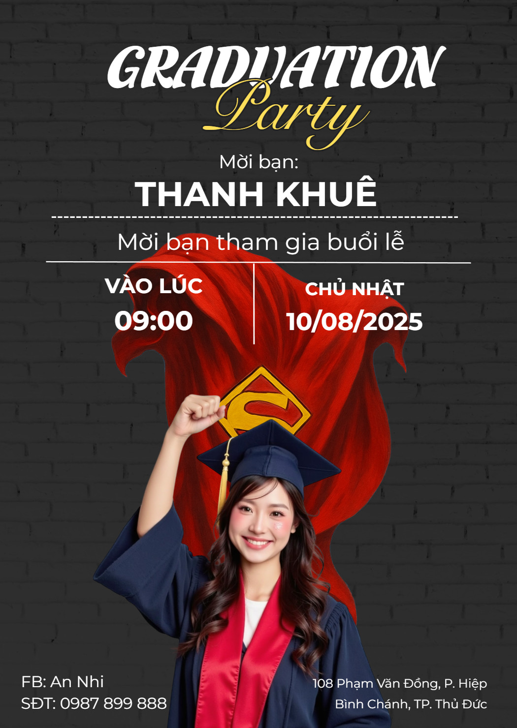 Thiệp mời kỷ yếu sáng tạo với phong cách Superman