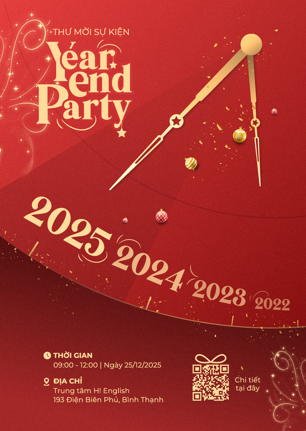 Mẫu thiệp mời Year End Party phong cách hiện đại với font chữ nghệ thuật