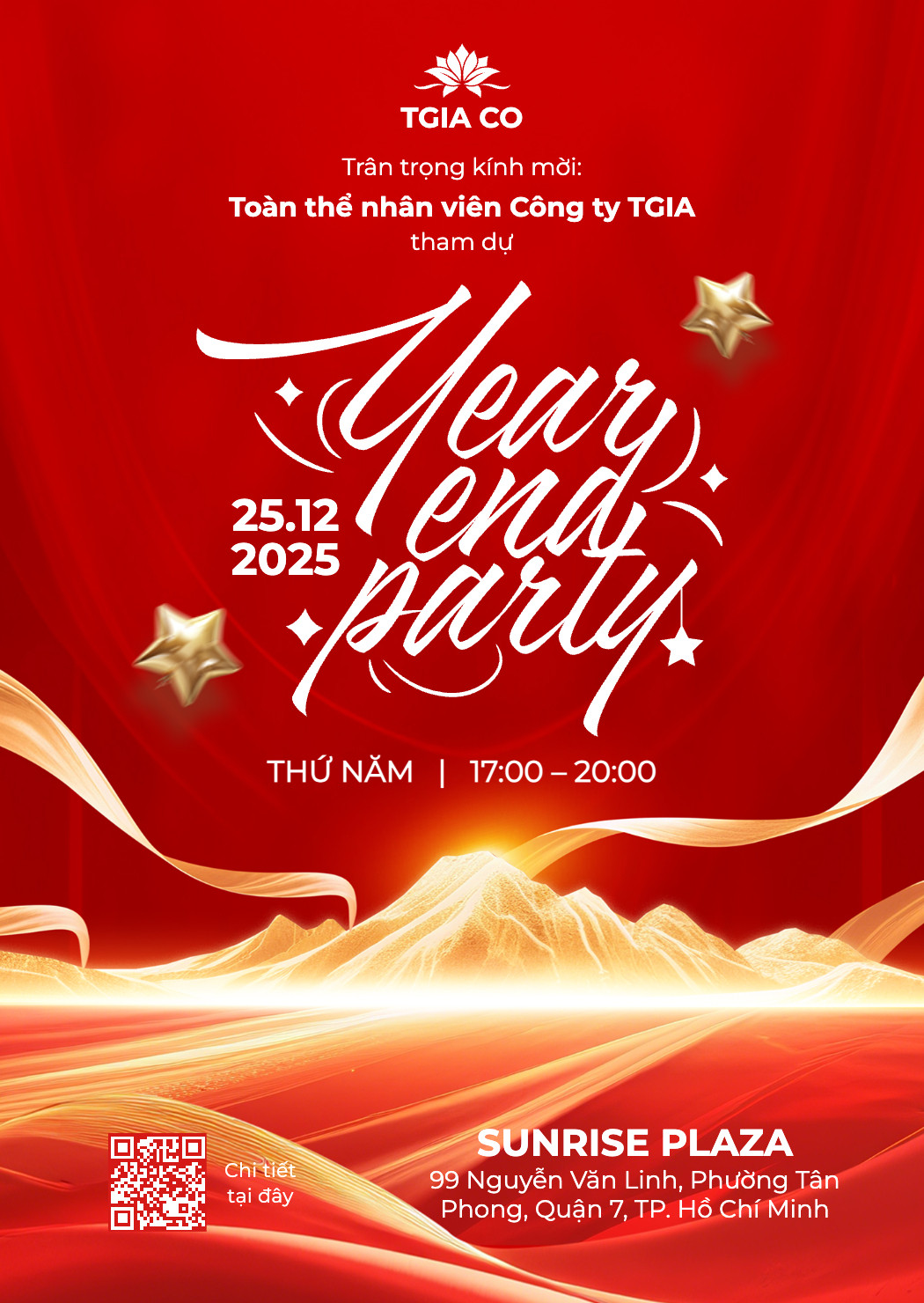 Mẫu thiệp Year End Party tinh tế và dễ dàng tùy chỉnh thông tin trực tuyến
