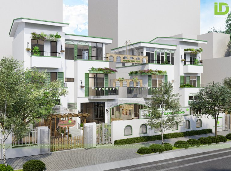Mẫu cổng trường mầm non đẹp mang phong cách tối giản, tinh tế