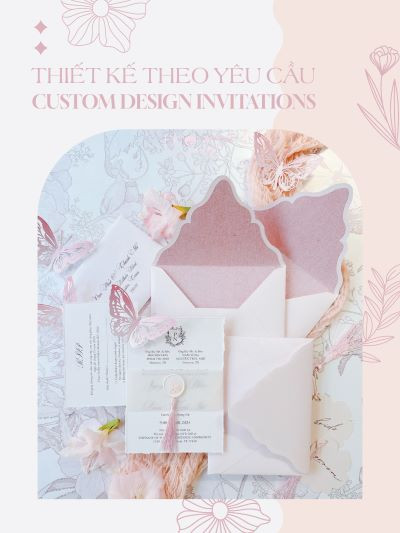 Một mẫu thiệp cưới với phong cách thiết kế hiện đại và kỹ thuật gia công tỉ mỉ