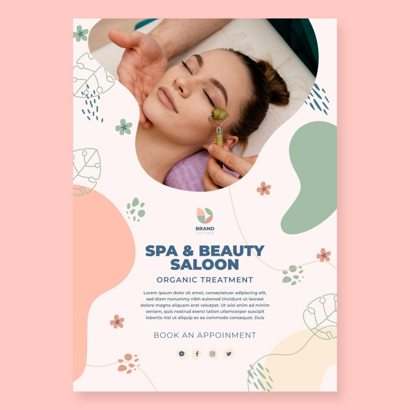 Tờ rơi spa chứa các thông tin cần thiết, in đậm tên spa và chương trình giảm giá để thu hút khách hàng