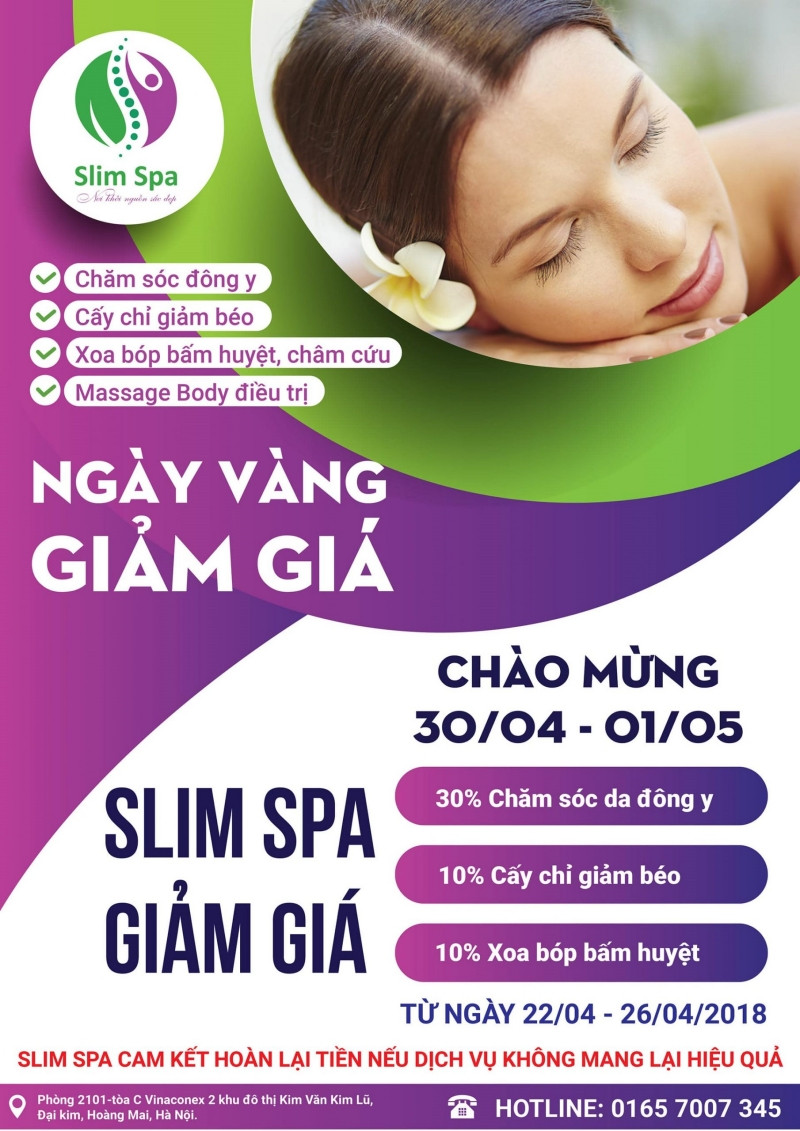 Tờ rơi spa với gam màu xanh – tím chủ đạo, hài hòa với màu logo spa!