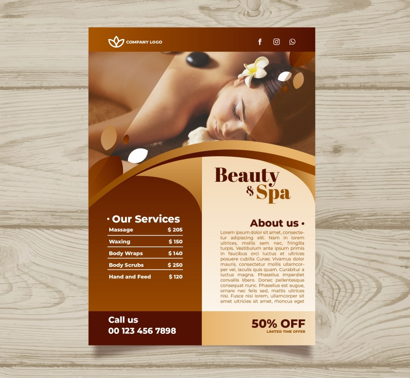 Tờ rơi spa nhẹ nhàng, thu hút bởi cách bố trí và màu sắc hài hòa!