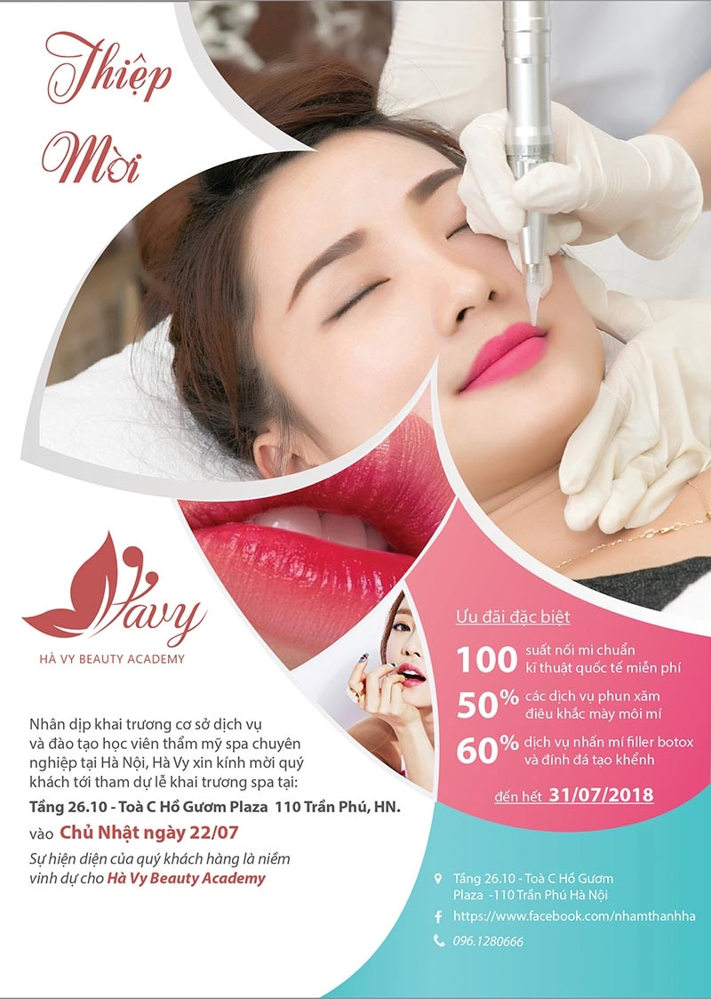 Mẫu tờ rơi khai trương spa với tone màu hồng – xanh biển chủ đạo!