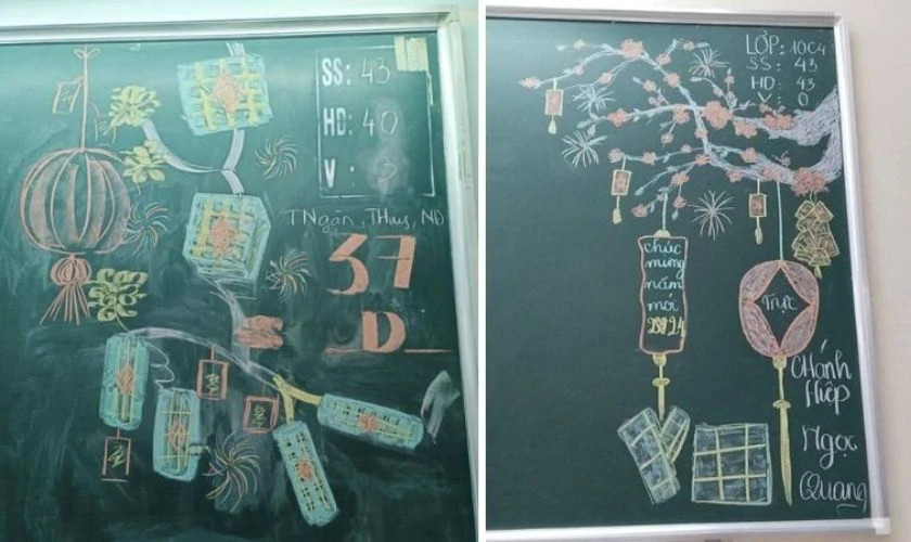 Mẫu vẽ bảng trang trí Tết 2026 chủ đề bao lì xì