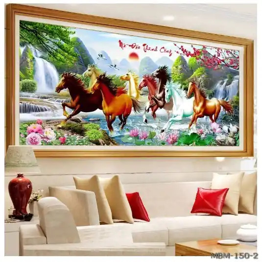 Tranh mã đáo thành công 3D treo tường khổ lớn