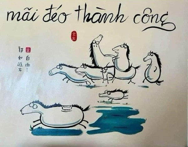 Tranh mã đáo thành công meme độc đáo