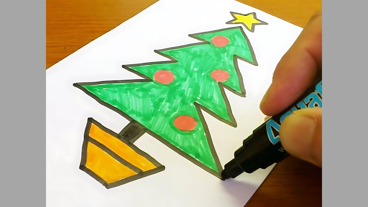 Mẫu tranh vẽ Noel đơn giản với người tuyết và chim đỏ
