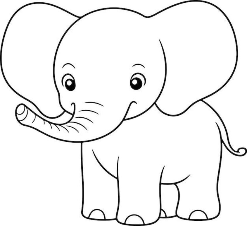 Chú voi với nét vẽ to, dễ tô