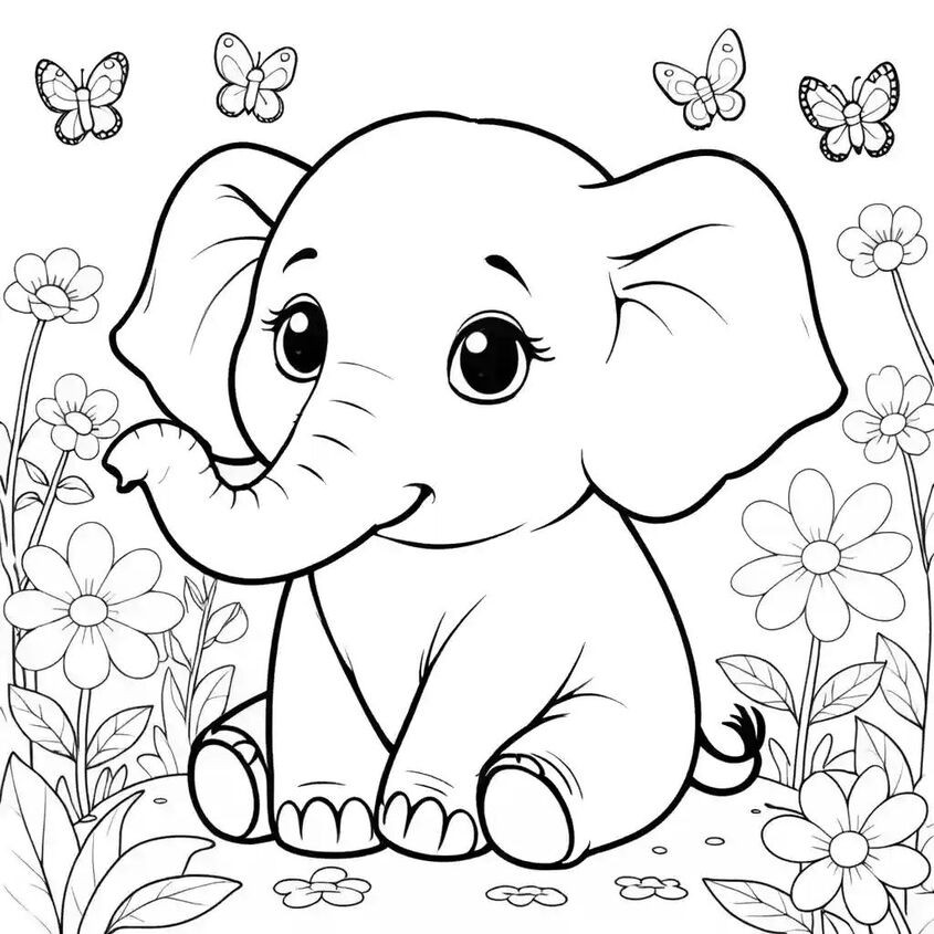 Tranh tô màu voi với nhiều họa tiết