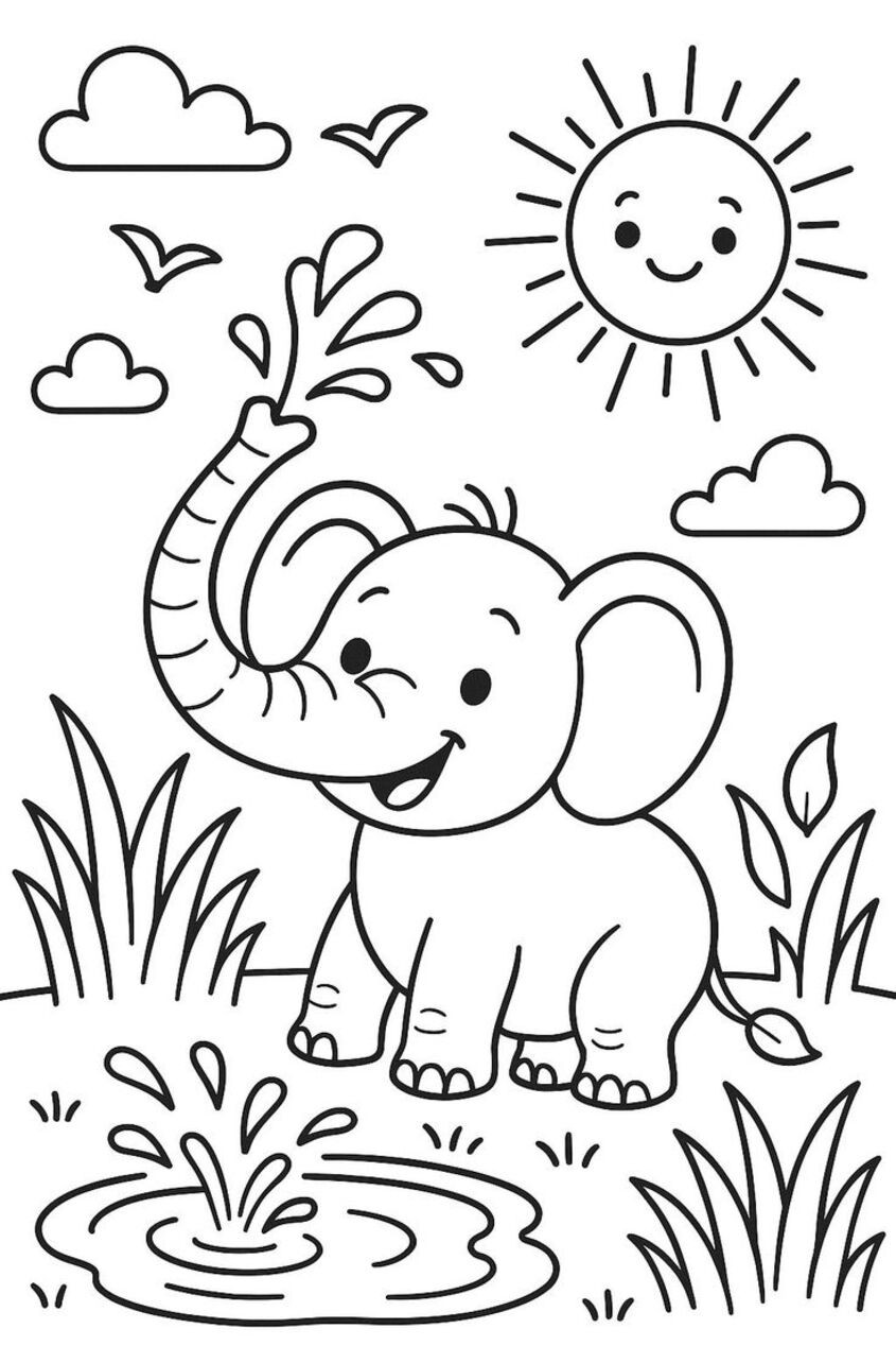 Chú voi với chiếc vòi đang vươn cao