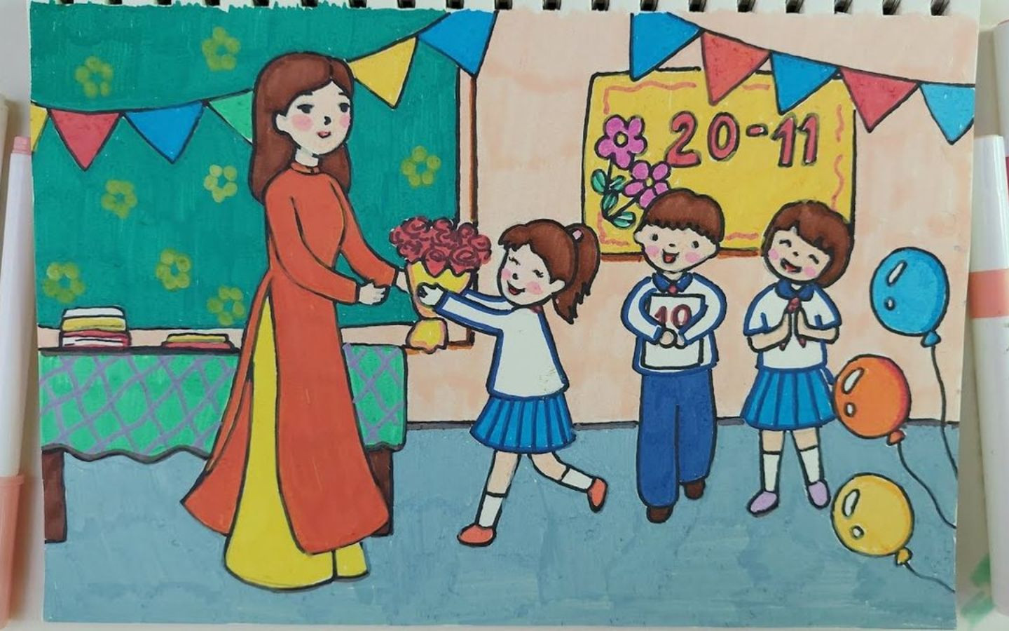 Cô và trò trong ngày 20/11 ấm áp