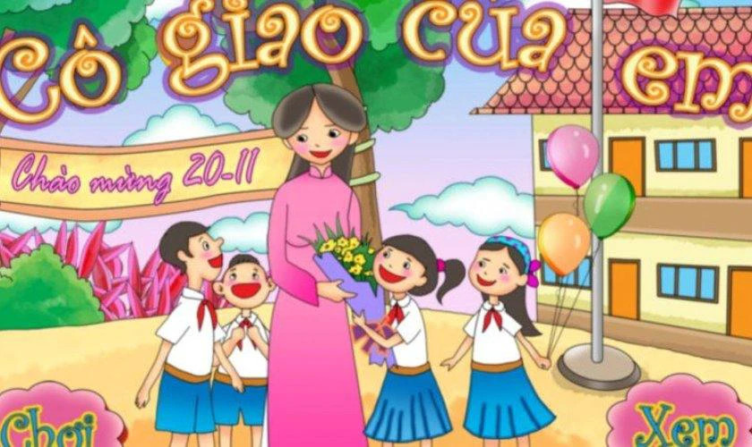 Học sinh tặng hoa và quà cho thầy cô trong ngày 20/11