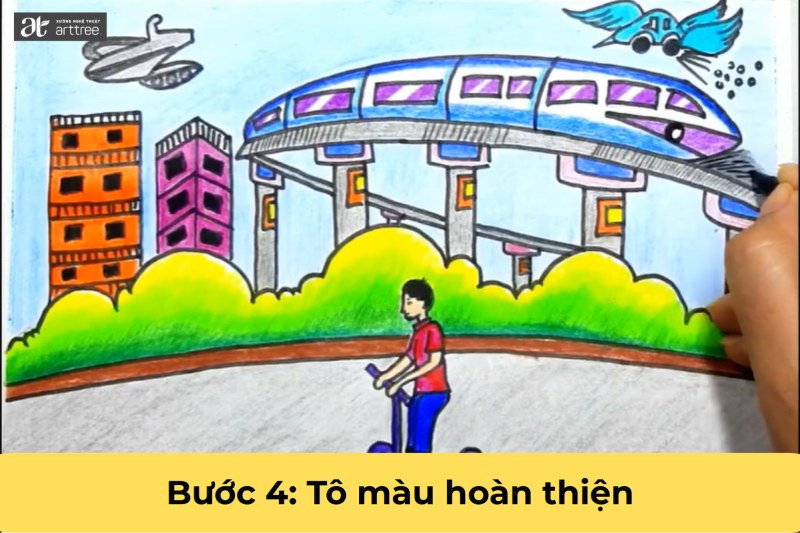 Tô màu và hoàn thiện bức tranh theo ý thích