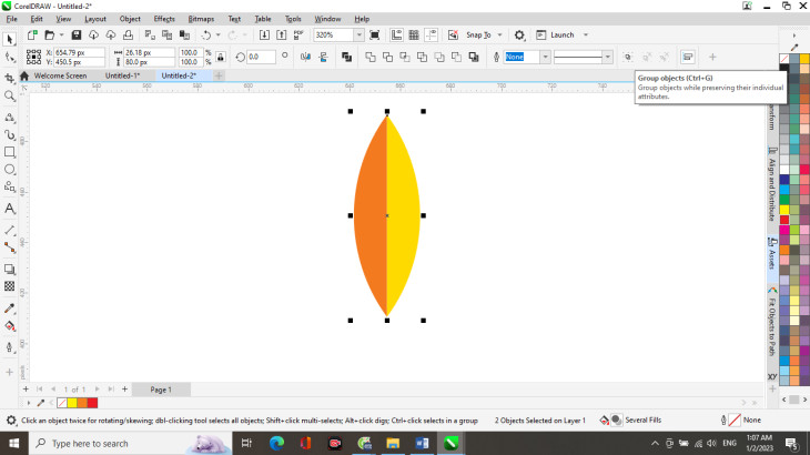 Vẽ bông lúa trong CorelDRAW: Hình ảnh hạt thóc hoàn chỉnh